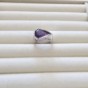 Elegant Silver and Purple Women's Ring